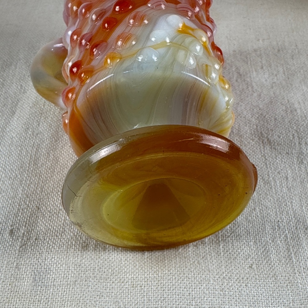 Vintage Kanawha Glass small Pitcher, Orange Hobnail glass - Picture 6 of 12